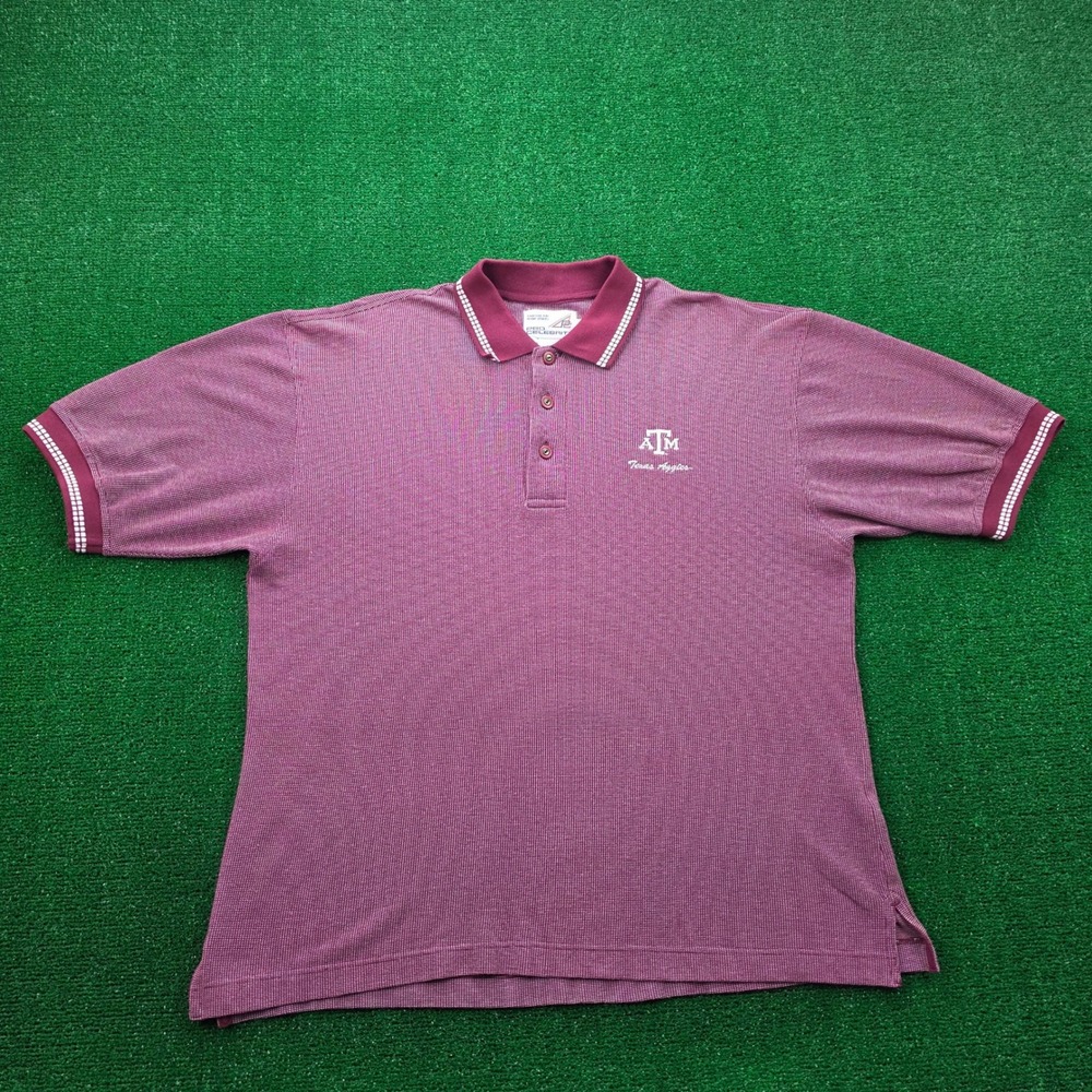 Vintage Texas A&M Aggies Polo Shirt Mens XL Maroon Pro Celebrity NCAA Stretch